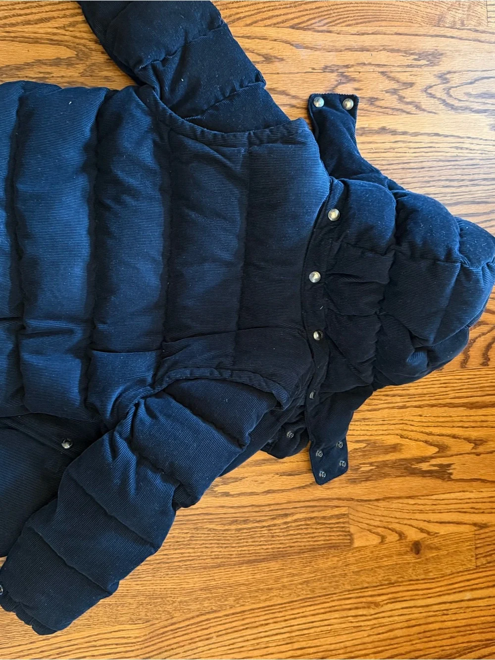 Ralph Lauren Navy Puffer Coat with Hood and Red Polo Logo